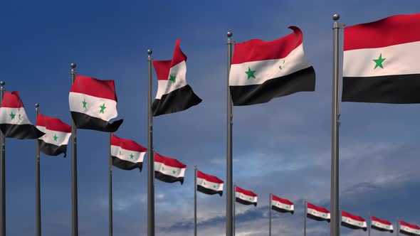 The Syria Flags Waving In The Wind  4K