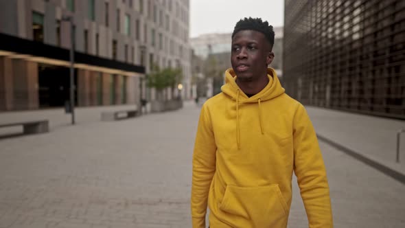 Cool Black African American Man in a Downtown City Center