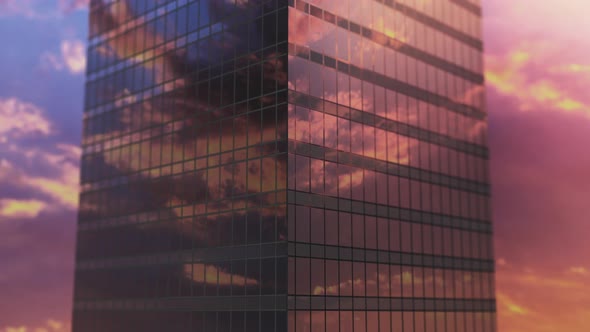 Office building windows and a bird's-eye view of the skyscraper