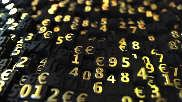 Gold Euro EUR Symbols and Numbers