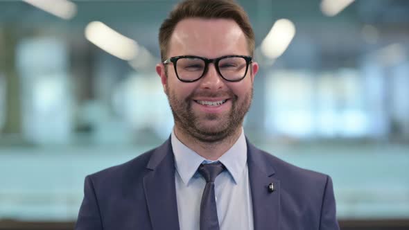 Portrait of Head Shake As Yes Sign By Middle Aged Businessman