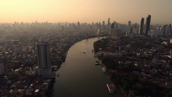 Bangkok Thailand Aerial City View Drone Footage over the City.