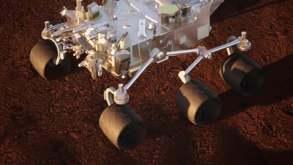 Motor vehicle traveling on the surface of the planet Mars