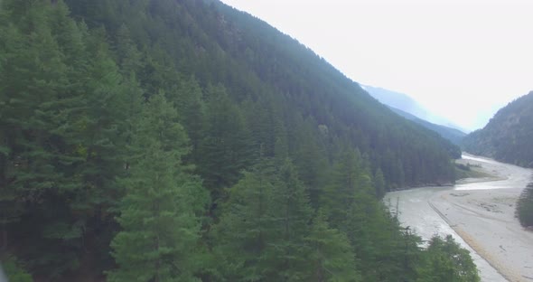 View of River Ganges Valley in Rain Himalaya India