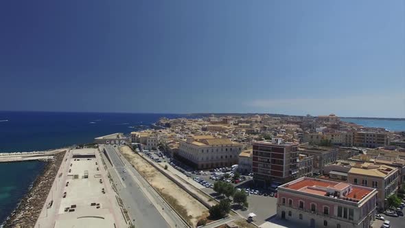 Flying Above A Maritime Touristic City