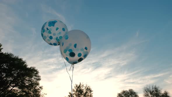 Bottom View on Balloon on a Background of Blue Sky