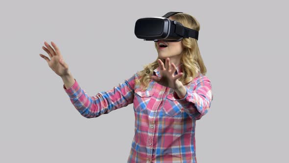 Young Girl Reacting Very Emotionally on Virtual Reality Experience