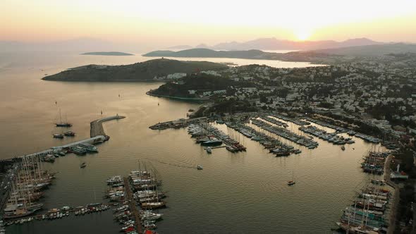 Picturesque View of Aegean Sea and Beautiful Architecture of Bodrum Town