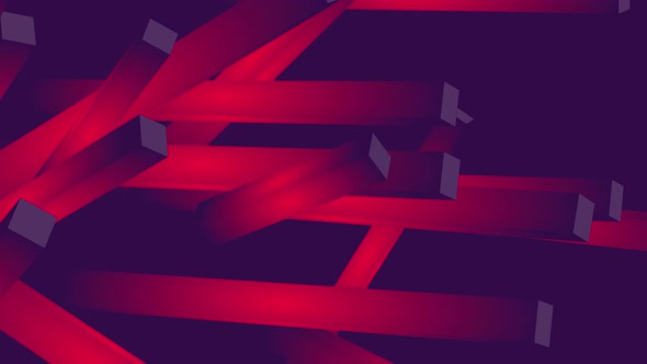 Red and purple 3D shapes animation background, abstract backdrop