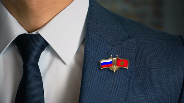 Businessman Friend Flags Pin Russia Morocco