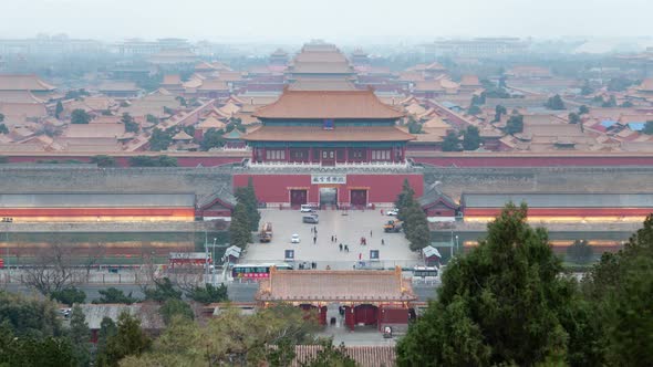 Beijing Forbidden City sunset panorama timelapse