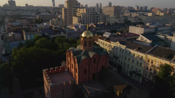 Drone is Circling Around a Big Beautiful Christian Church in the Middle of Kyiv