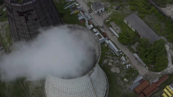 Electric Power Plant and Industrial Complex in Ukraine. Aerial view.