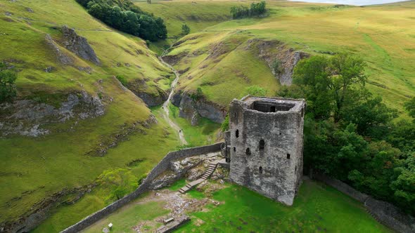 Peveril Castle in the Peak District National Park  Aerial View  Travel Photography