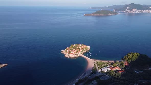 Bird's Eye View of Coastal Zone with Beautiful Island and Bridge