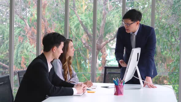 Angry Business Person Dispute Work Problem in Group Meeting