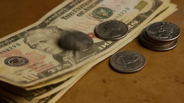 Rotating shot of American currency