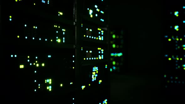 Clean Industrial Interior of a Data Server Room with Servers