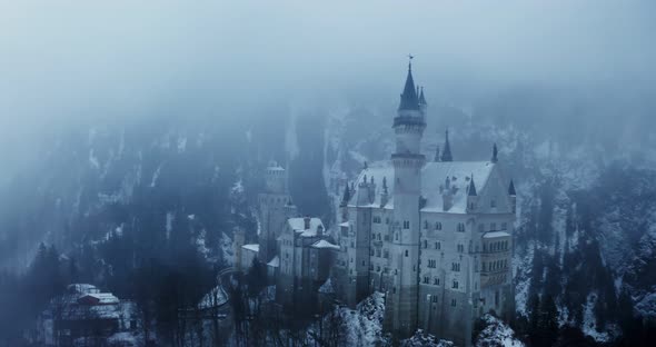 Hohenzollern Castle Located on Top of a Hill Overgrown with Spruce Forest