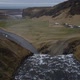 Aerial waterfall and green fields in Iceland - VideoHive Item for Sale