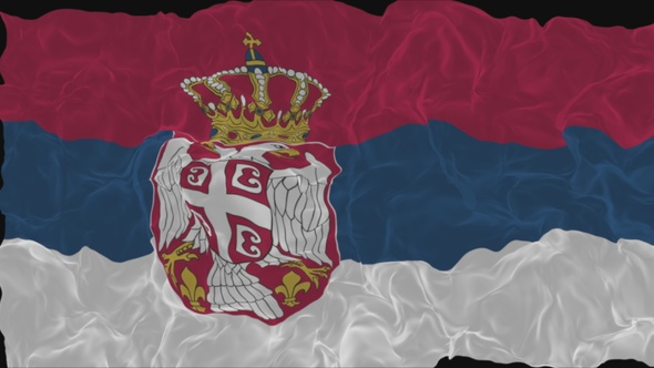 flag Serbia turns into smoke. State weakening concept a crisis, alpha channel