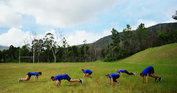 Fit people performing pushup exercise 4k