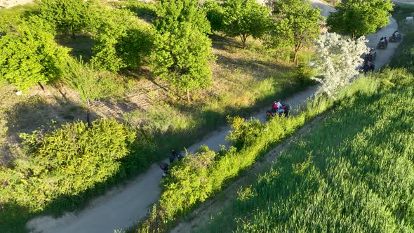 Quad bike safari in Cappadocia aerial view 4 K