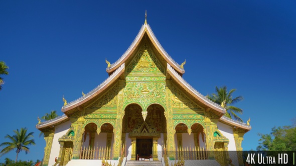 4K Front Facade of a Buddhist Temple in Southeast Asia