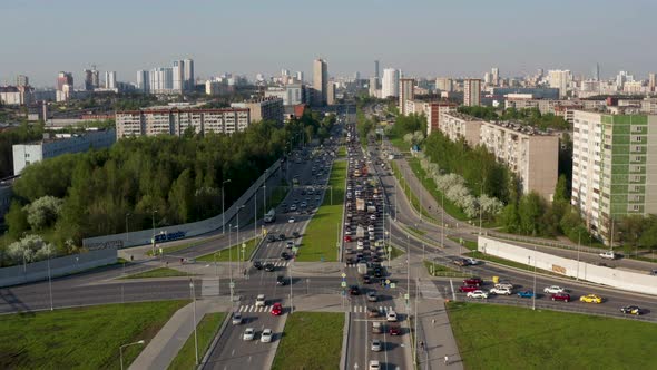 Aerial View of a Car Interchange