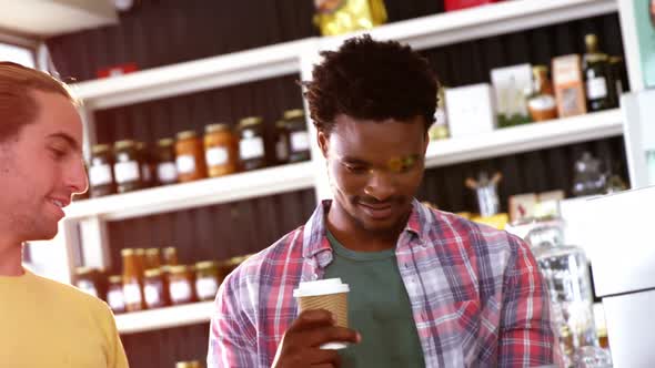 Men using digital tablet