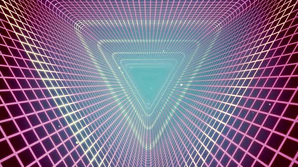 Grid Tunnel Triangle Light Retro 03 4K alt