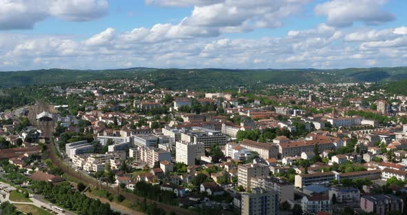 Town of Cahors from Mount Saint-Cyr, Lot department, the Occitan, France