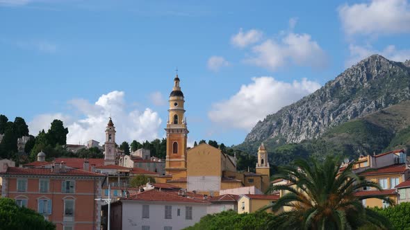 Saint Michel Archange Basilica in Menton, Cote d'Azur, (France). Cathedral, Catholic church in Prove