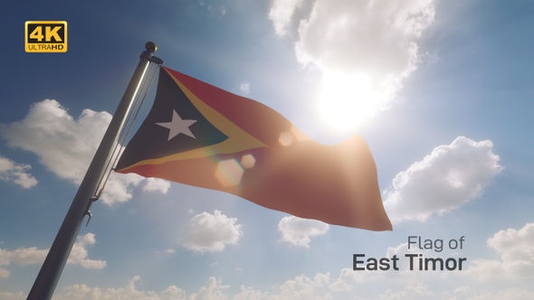 East Timor Flag on a Flagpole V2 - 4K