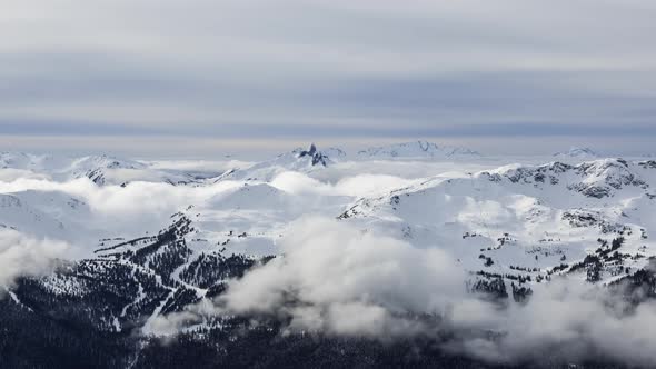 Beautiful Time Lapse View of Whistler Mountain and Canadian Nature Landscape