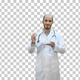 Smiling doctor in uniform pointing at, Alpha Channel - VideoHive Item for Sale