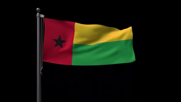 Guinea Bissau Flag On Flagpole With Alpha Channel
