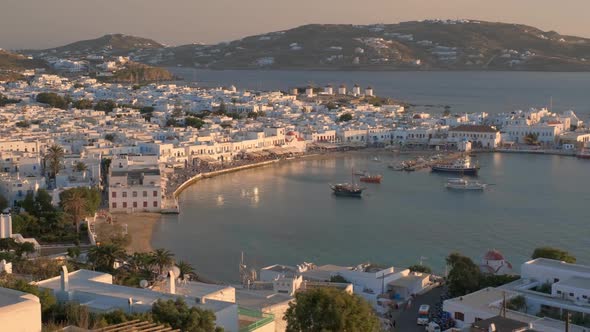 Mykonos Island Port with Boats, Cyclades Islands, Greece