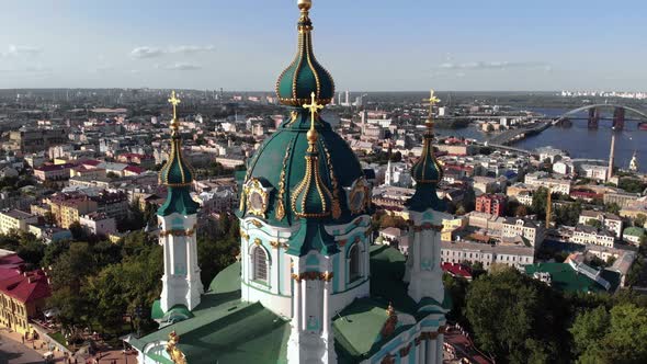 Aerial View of Kyiv St. Andrew's Church. Ukraine