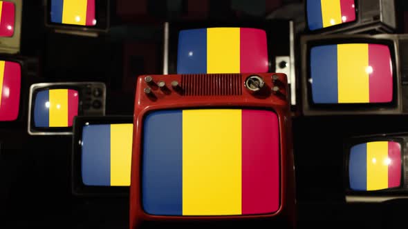 Flag of Chad and Retro TVs.