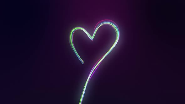 Glowing neon heart shape lights