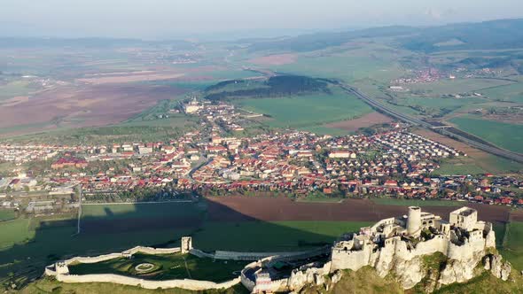 Aerial view of Spissky Castle in Spisske Podhradie, Slovakia