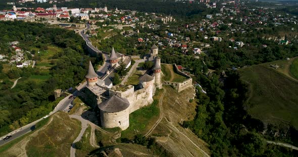 Aerial View of Old Fortress in the City of Kamenets-Podolsky