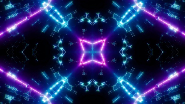 Blink Purple Laser Skyblue Kaleidoscope 4K 02