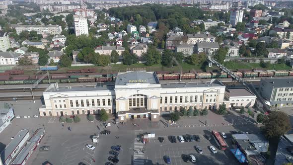 Aerial of the Ternopil train station