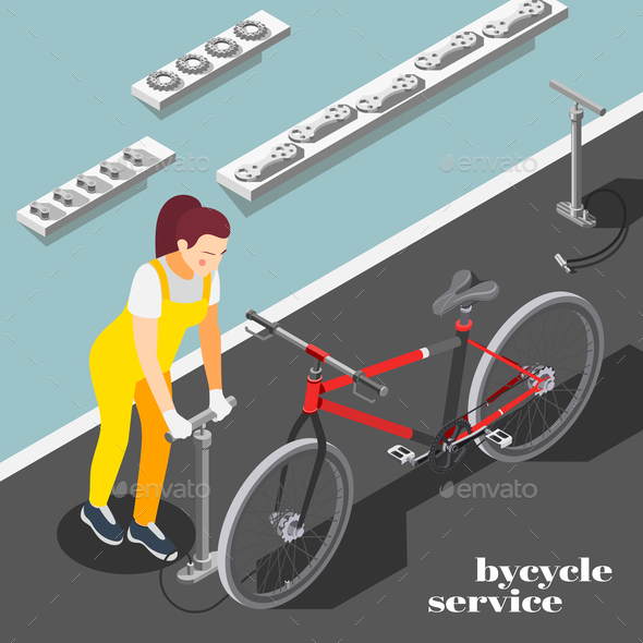 Bicycle Service Isometric Background