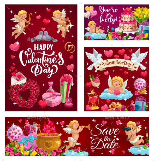 Save the Date Vector Happy Valentines Day Cards