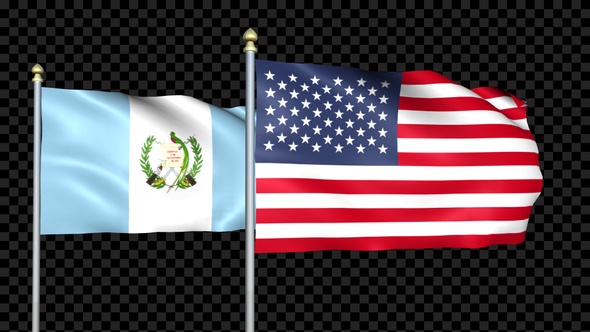 Guatemala And United States Two Countries Flags Waving