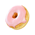 Donut with pink icing isolated on a white background - PhotoDune Item for Sale