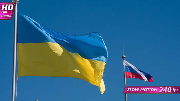 Ukrainian And Russian Flags